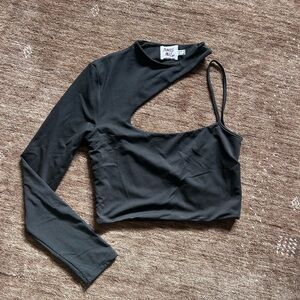 Princess Polly Black Asymmetrical Crop Top